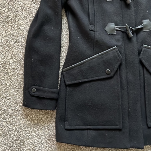 Marc New York, Andrew Marc, black pea coat with fur hood size 2 - Picture 3 of 8